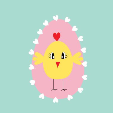 Sevimli Paskalya tavuğu yumurta çizim vektörü