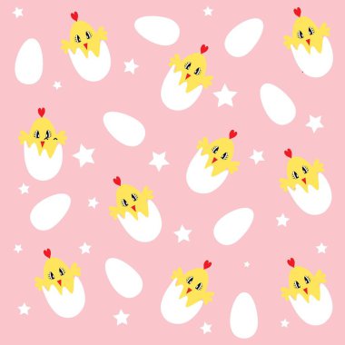 Sevimli Paskalya tavuğu yumurta çizim vektörü