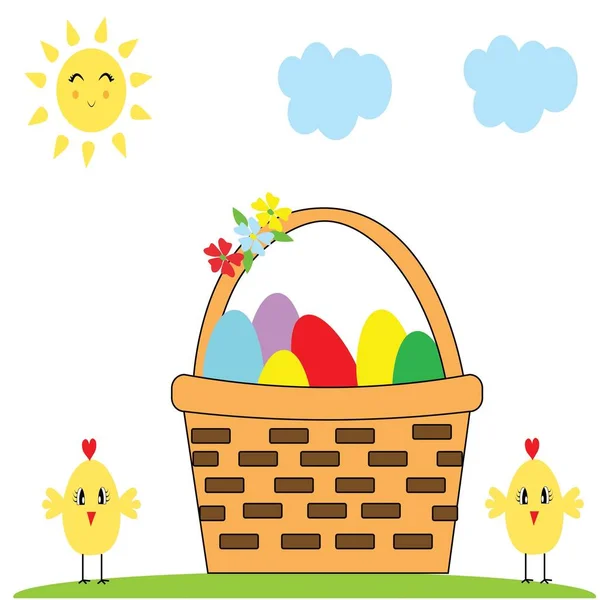 Niedliche Ostern Huhn Hase Illustration Vektor — Stockfoto