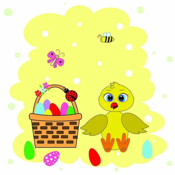 Niedliche Ostern Huhn Hase Illustration Vektor — Stockfoto