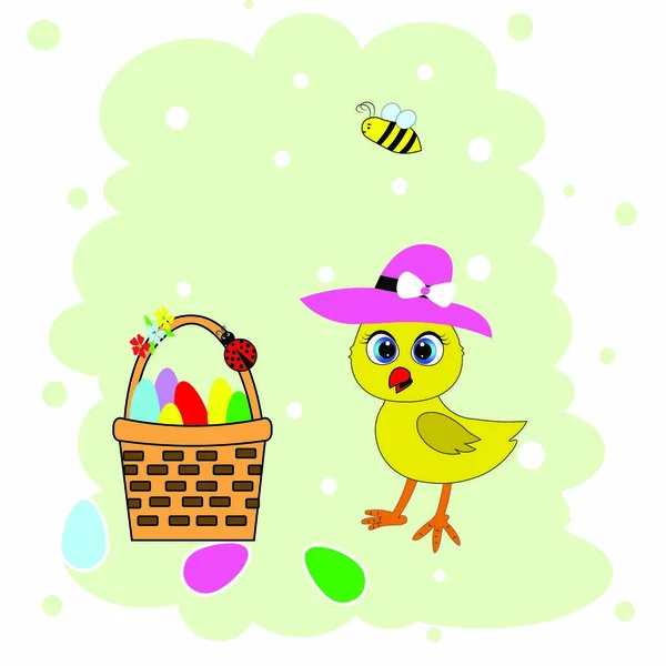 Niedliche Ostern Huhn Hase Illustration Vektor — Stockfoto