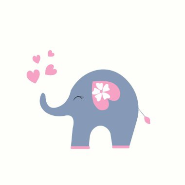 Şirin fil illüstrasyon vektör bebek odası dekoru   