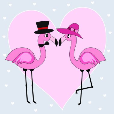 Şirin pembe flamingo illüstrasyon vektör dekoru