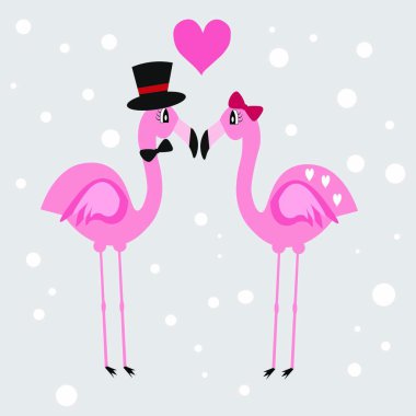 Şirin pembe flamingo illüstrasyon vektör dekoru