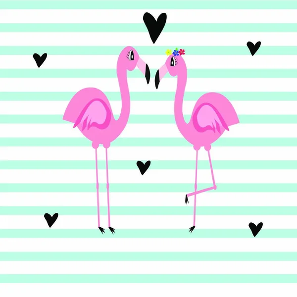 Bonito Rosa Flamingo Ilustração Vetor Decoração — Fotografia de Stock