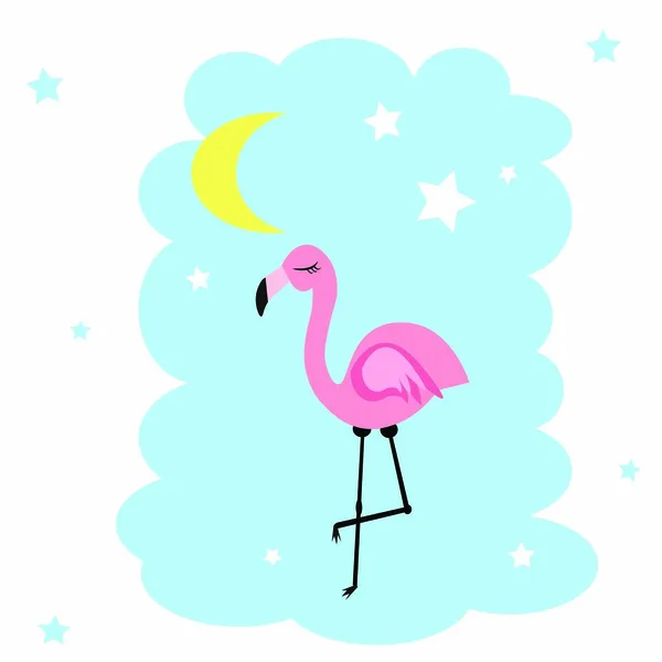 Bonito Rosa Flamingo Ilustração Vetor Decoração — Fotografia de Stock