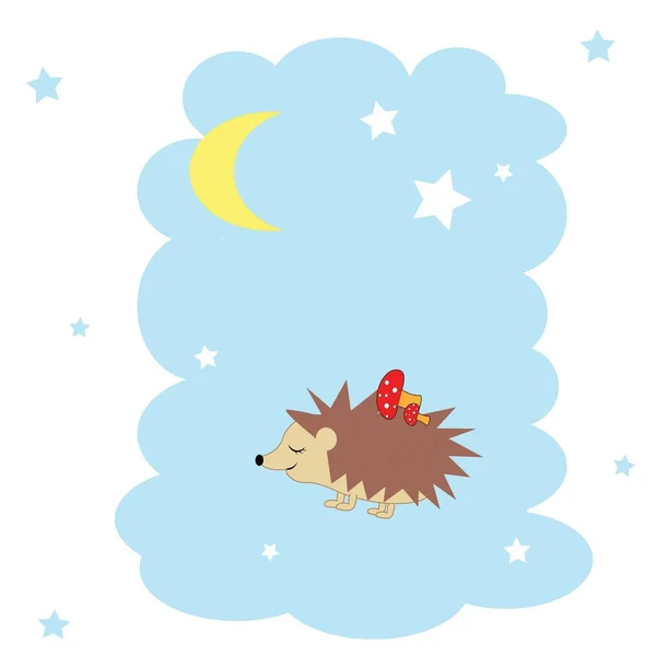 Cute Hedgehog Illustrationnursery Decor — Stock Photo, Image