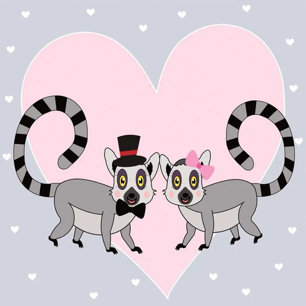 Ładny Lemur Ilustracja Przedszkole Wystrój — Zdjęcie stockowe