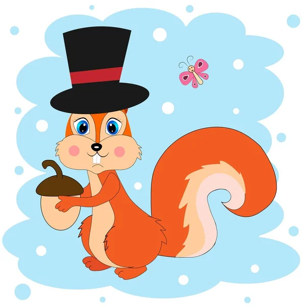 Cute Squirrel Illustration Nursery Decor — Stock Photo, Image