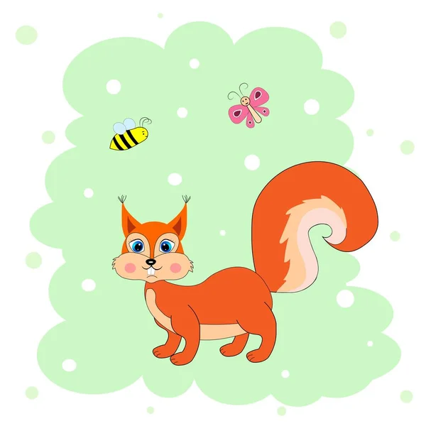 Χαριτωμένο Σκίουρος Απεικόνιση Διακόσμηση Φυτώριο — Φωτογραφία Αρχείου