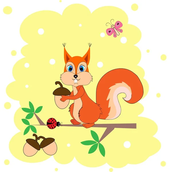 Cute Squirrel Illustration Nursery Decor — Stock Photo, Image