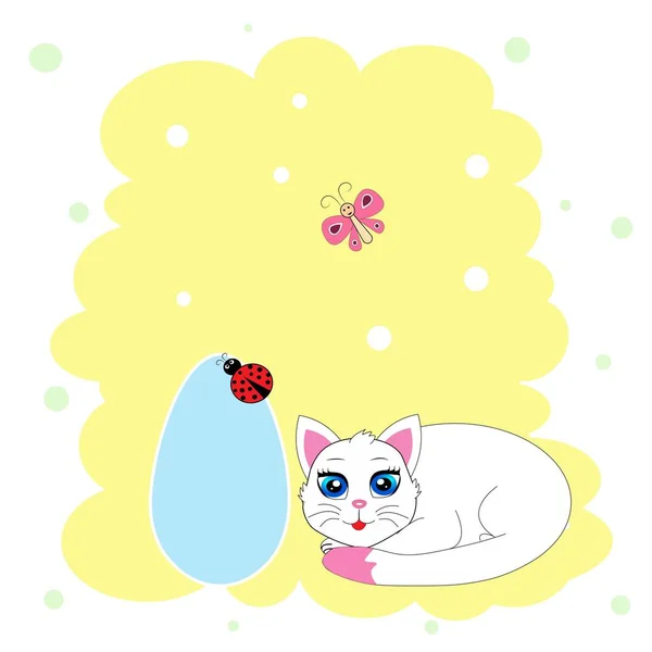 Милый Рисунок Кошки Плакат Декор Детская — стоковое фото