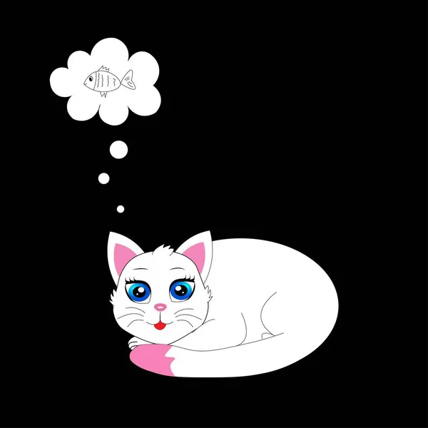 Mignon Chat Blanc Illustration — Photo