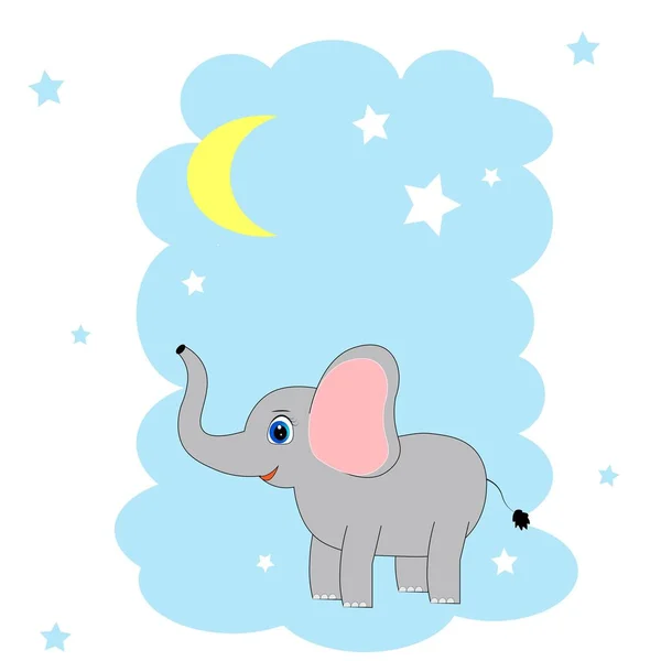 Bonito Elefante Ilustração Berçário Decoração Cartaz — Fotografia de Stock