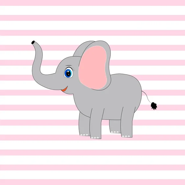 Mignon Éléphant Illustration Pépinière Décor Affiche — Photo