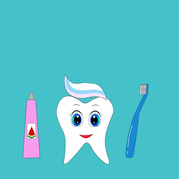 Lindo Diente Ilustración Guardería Decoración Dental Cartel —  Fotos de Stock