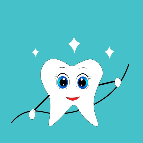 Ładny Ząb Ilustracja Żłobek Wystrój Dentystyczny Plakat — Zdjęcie stockowe
