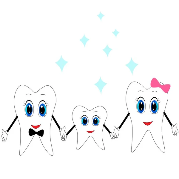 Cute Tooth Illustration Nursery Decor Dental Poster — Stock Photo, Image