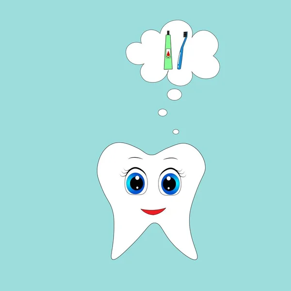 Cute Tooth Illustration Nursery Decor Dental Poster — Stock Photo, Image