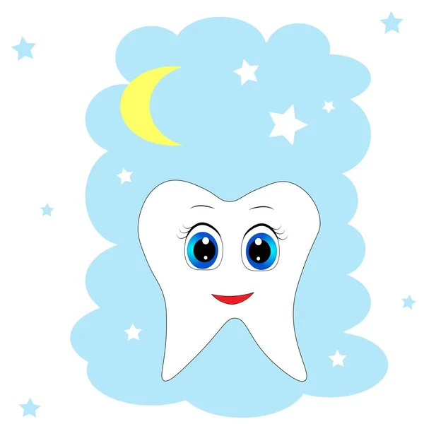 Cute Tooth Illustration Nursery Decor Dental Poster — Stock Photo, Image