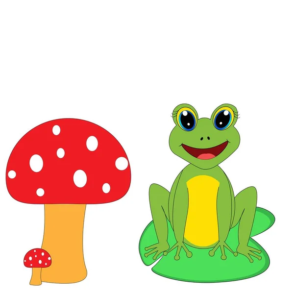 Χαριτωμένο Σχέδιο Απεικόνιση Βάτραχος Διακόσμηση Φυτώριο — Φωτογραφία Αρχείου