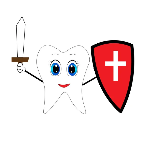 Tooth Sword Protect Illustration — Stock Photo, Image