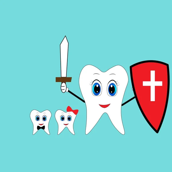 Tooth Sword Protect Illustration — Stock Photo, Image