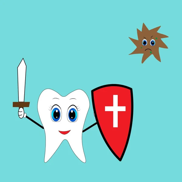 Ząb Mieczem Chronić Ilustrację — Zdjęcie stockowe