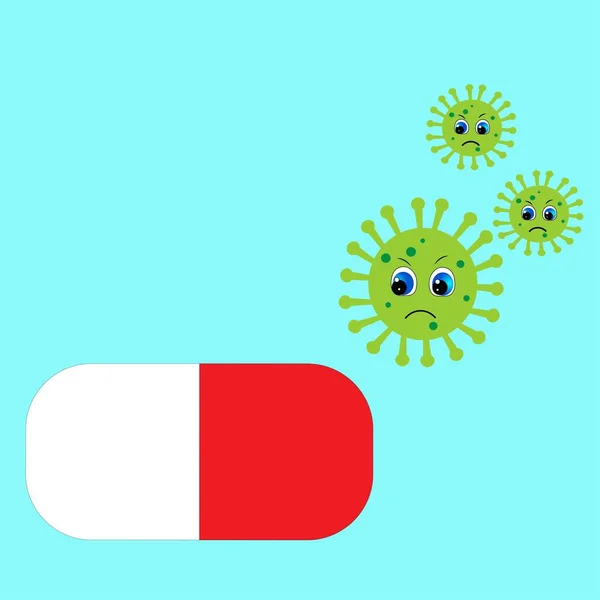 Virüs Antibiyotik Savaş Illüstrasyonu — Stok fotoğraf