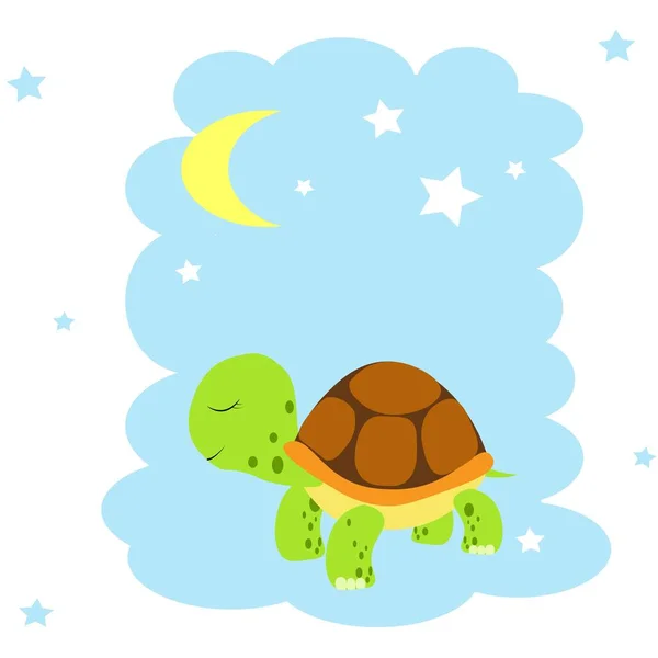 Bonito Tartaruga Desenho Animado Ilustração — Fotografia de Stock