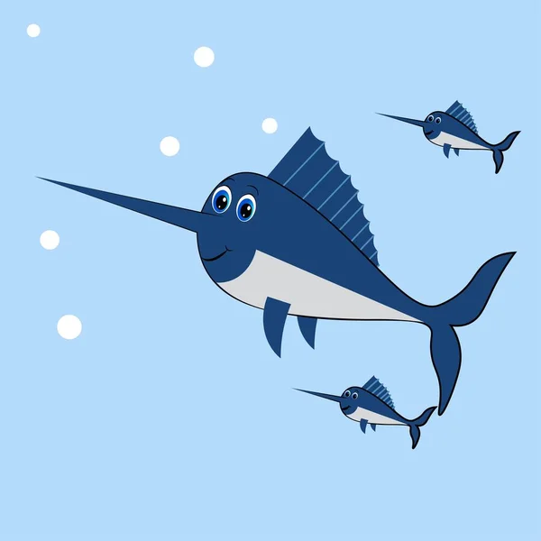 cute sword fish cartoon illustration