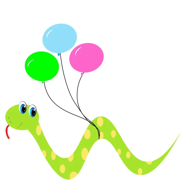 Carino Verde Serpente Cartone Animato Illustrazione — Foto Stock