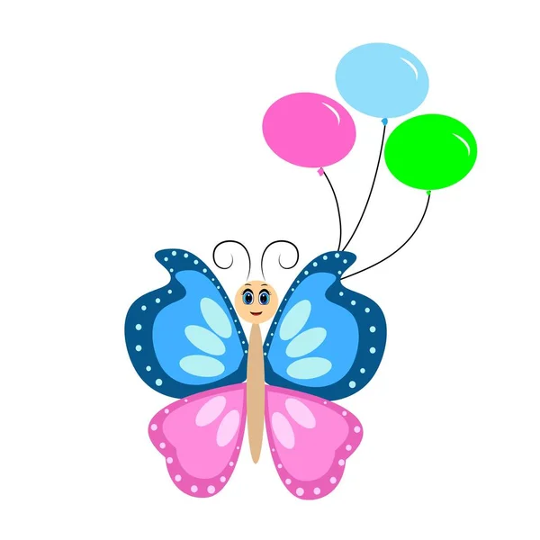 Niedlich Bunte Schmetterling Cartoon Illustration — Stockfoto