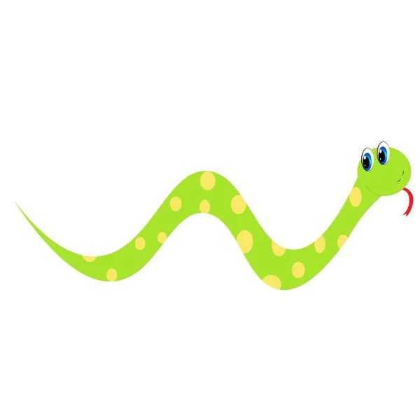Carino Verde Serpente Cartone Animato Illustrazione — Foto Stock
