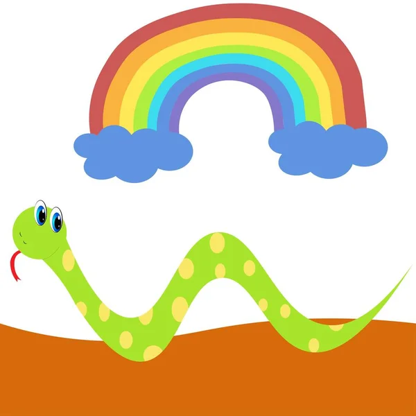 Bonito Cobra Verde Desenho Animado Ilustração — Fotografia de Stock