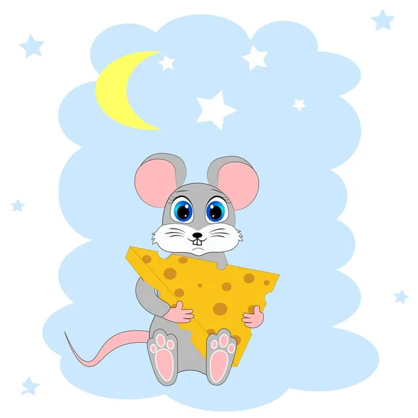 Roztomilý Myš Kreslený Znak Ilustrace — Stock fotografie