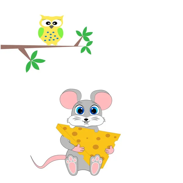 Carino Mouse Cartone Animato Personaggio Illustrazione — Foto Stock