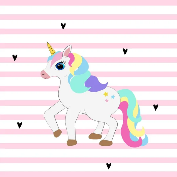 Carino Colorato Unicorno Cartone Animato Illustrazione — Foto Stock