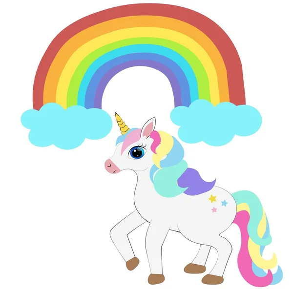 Niedlich Bunte Einhorn Cartoon Illustration — Stockfoto