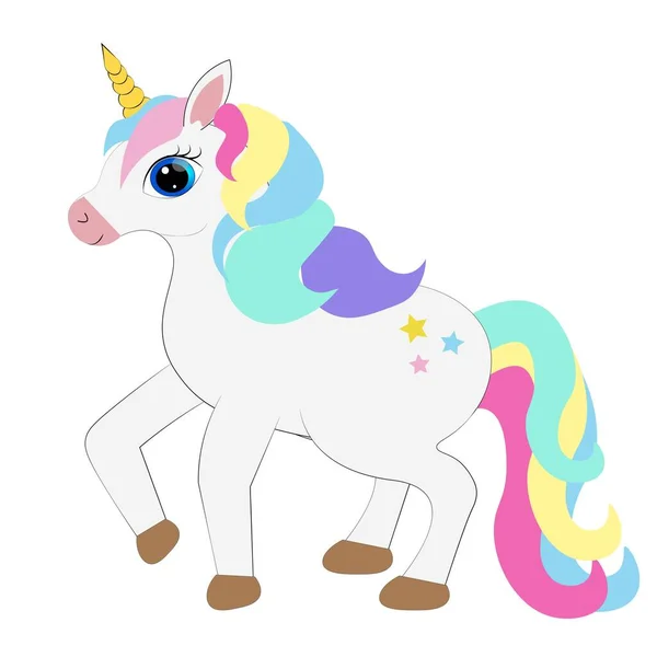 Cute Colorful Unicorn Cartoon Illustration — Stock Photo, Image