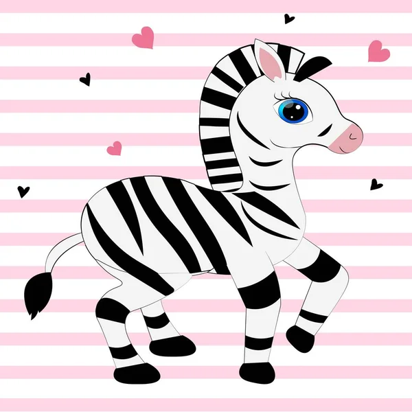 Söt Zebra Tecknad Illustration Plantskola — Stockfoto