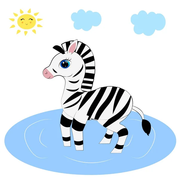 Słodkie Zebra Kreskówka Ilustracja Przedszkole — Zdjęcie stockowe