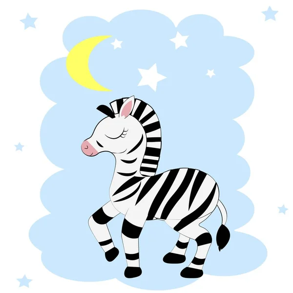 Schattig Zebra Cartoon Illustratie Kinderkamer — Stockfoto