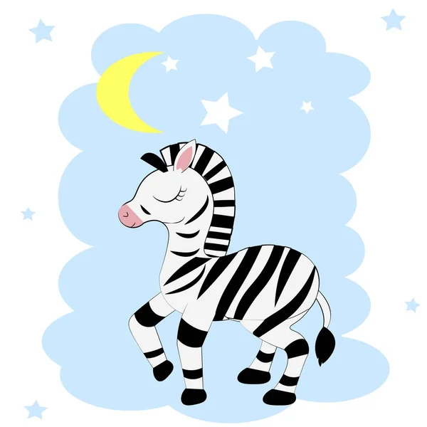 Carino Zebra Cartone Animato Illustrazione Vivaio — Foto Stock