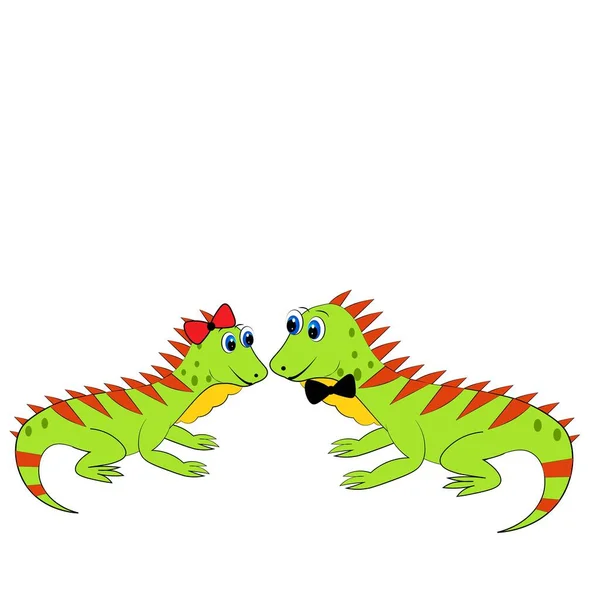 Bonito Iguana Desenho Animado Ilustração — Fotografia de Stock