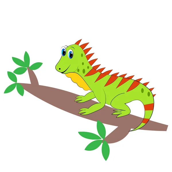 Bonito Iguana Desenho Animado Ilustração — Fotografia de Stock