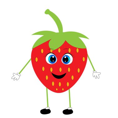 Taze çilekli karikatür çizimi