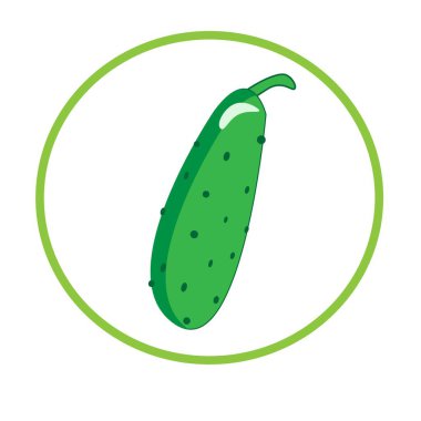 Yeşil salatalık çizgi film çizim vektörü. organik sebze