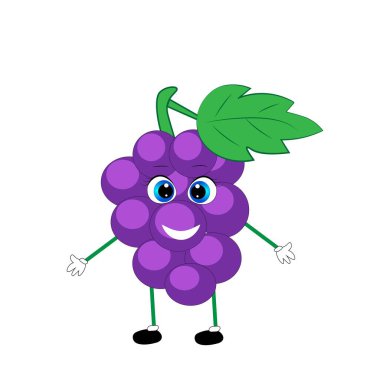 Olgun üzüm çizgi film çizim vektörü. organik meyve