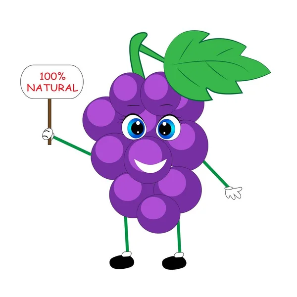 Ripe Grape Cartoon Illustration Vector Organic Fruit — Stock Photo, Image